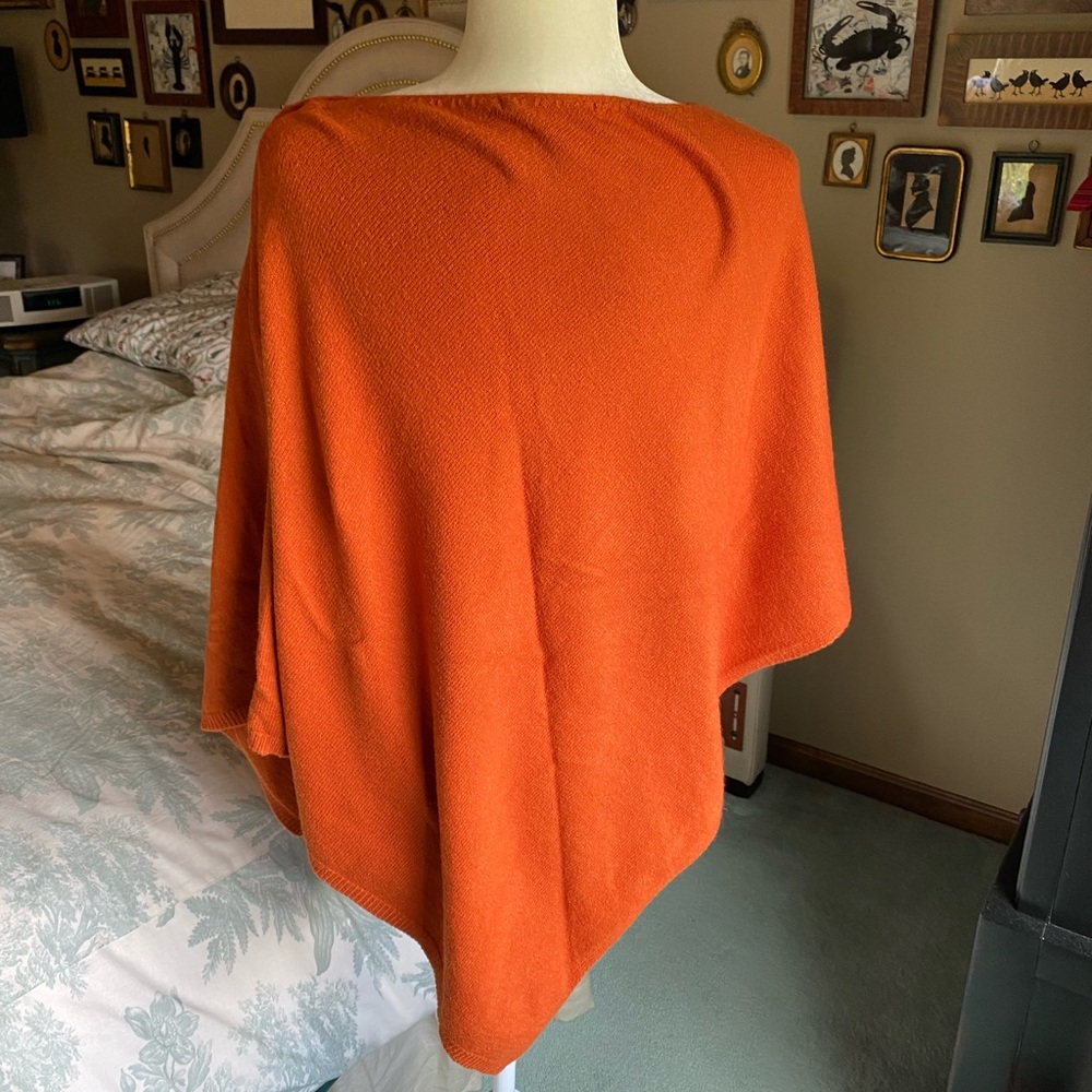 Orange Knit Poncho - Draped Sweater with Zipper EUC - Picture 6 of 15